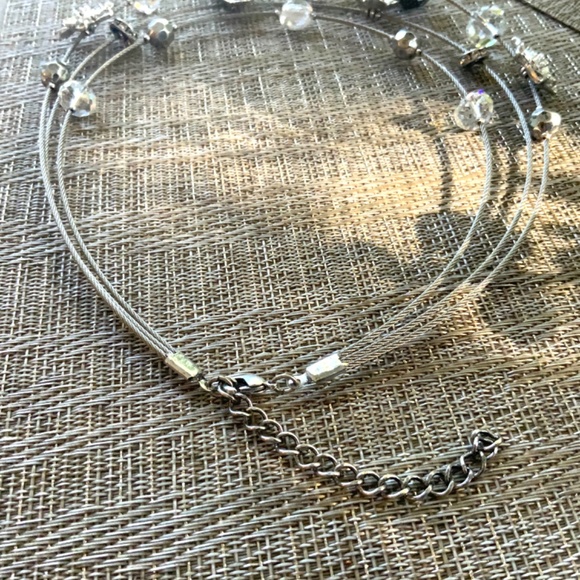 VINTAGE SILVER ANTIQUE FLOWER BEADED NECKLACE + STRETCH STATEMENT BRACELET⭐️NEW - Picture 8 of 13